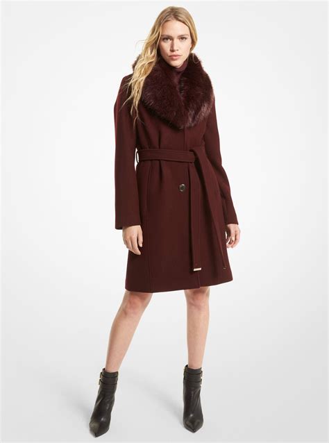 michael kors フェイクファー wool-blend faux fur coat|Michael Kors faux fur collars.